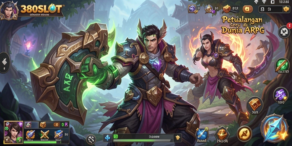 Screenshot gameplay seru dari 380SLOT dalam pertempuran ARPG.