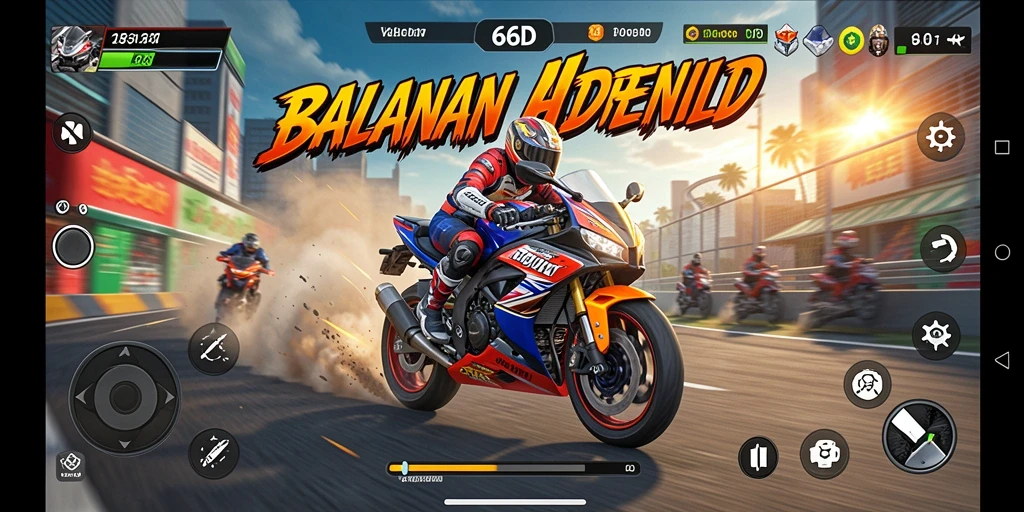 Tangkapan layar menunjukkan aksi balapan mendebarkan dalam 66D.