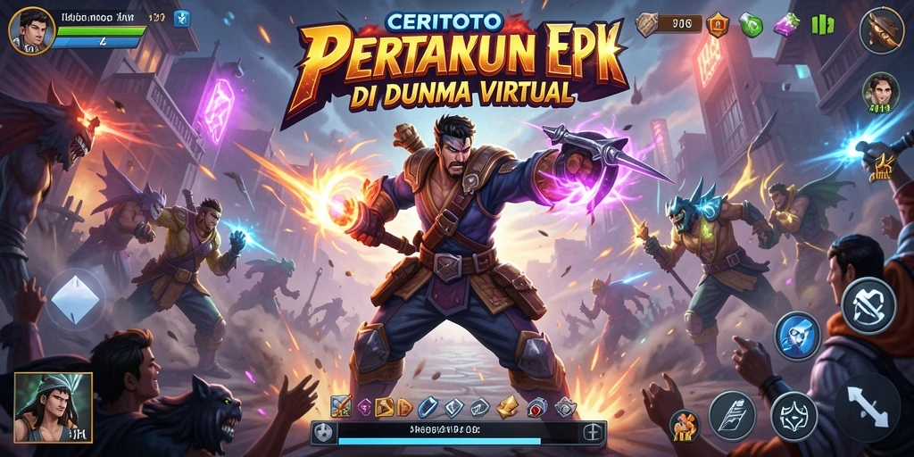Screenshot menampilkan karakter bertarung dalam arena penuh aksi.