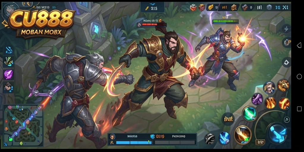 Tampilan gameplay seru dan dinamis dalam CU888 MOBA.