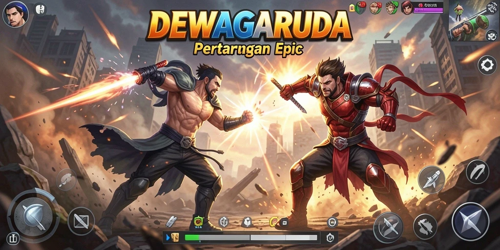 Tampilan gameplay yang menegangkan dalam DEWAGARUDA.