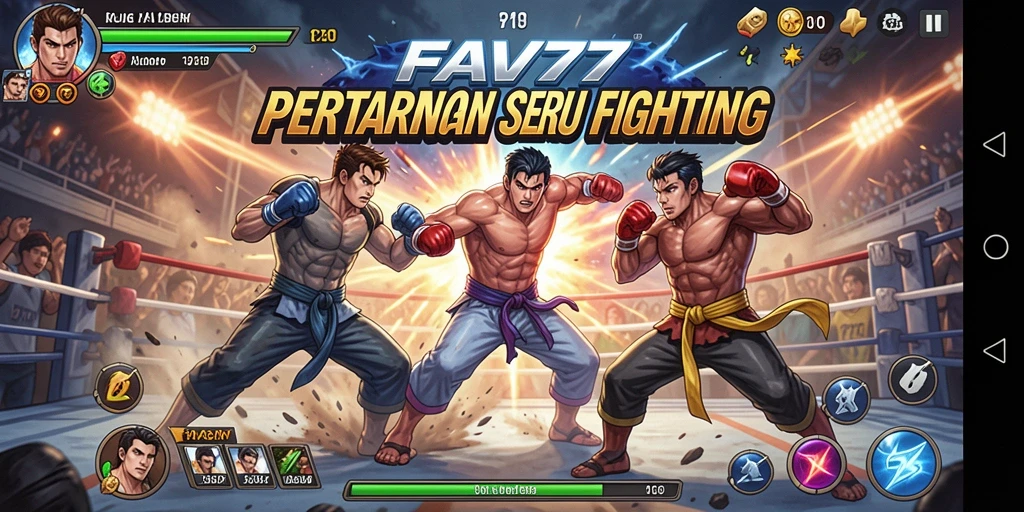 Tampilan gameplay FAV77 dengan pertarungan yang intens dan karakter yang dinamis.