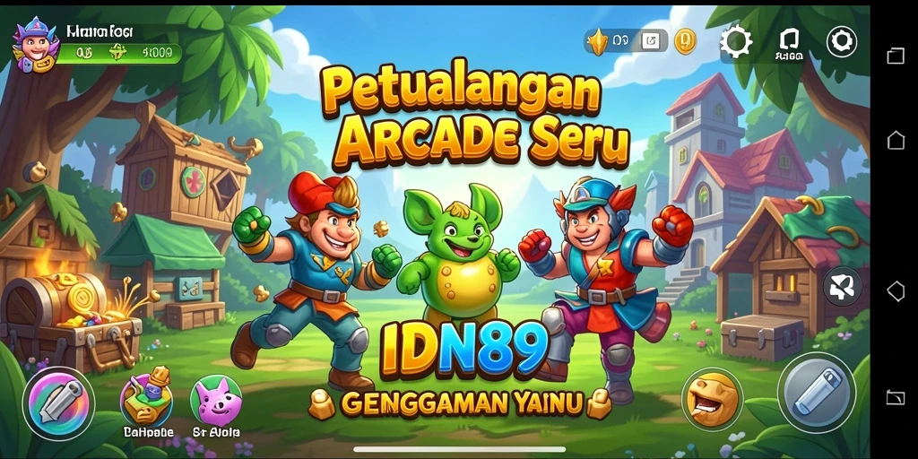 Tampilan screenshot IDN89 menunjukkan karakter lucu dengan rintangan seru.