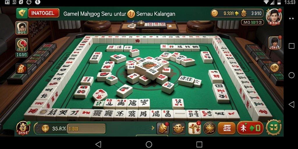 Screenshot gameplay INATOGEL menampilkan aksi seru permainan Mahjong.
