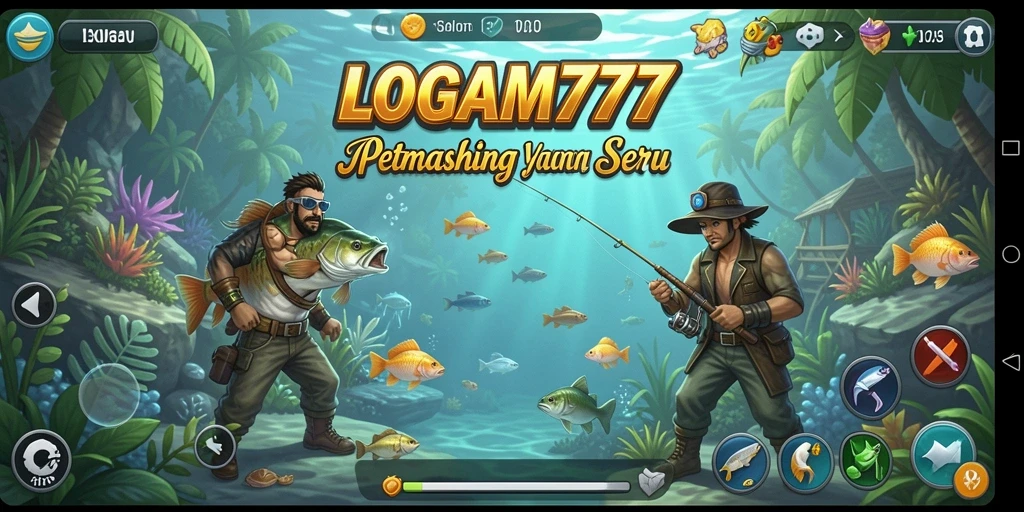 Tampilan gameplay LOGAM777 dengan aksi memancing yang seru.