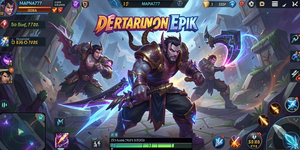 Screenshot gameplay <strong>MAPNA777</strong> dengan aksi pertarungan seru di arena MOBA.