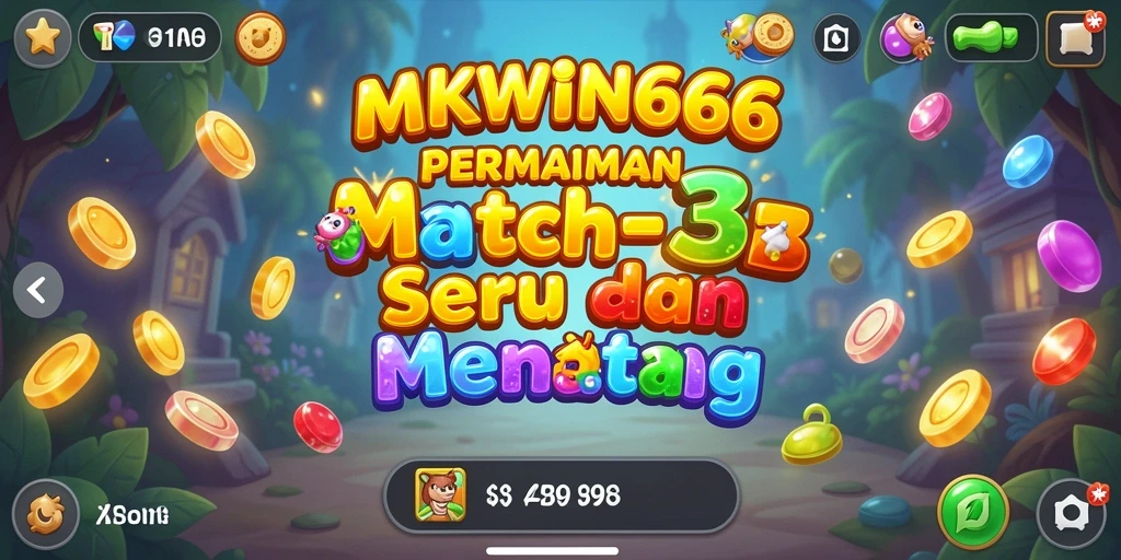 Screenshot gameplay MKWIN666 menampilkan keseruan mencocokkan permata.