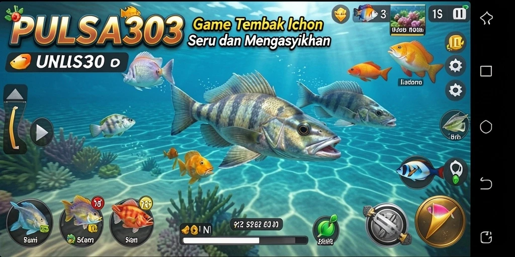 Tampilan gameplay PULSA303 dengan aksi menembak ikan yang seru.