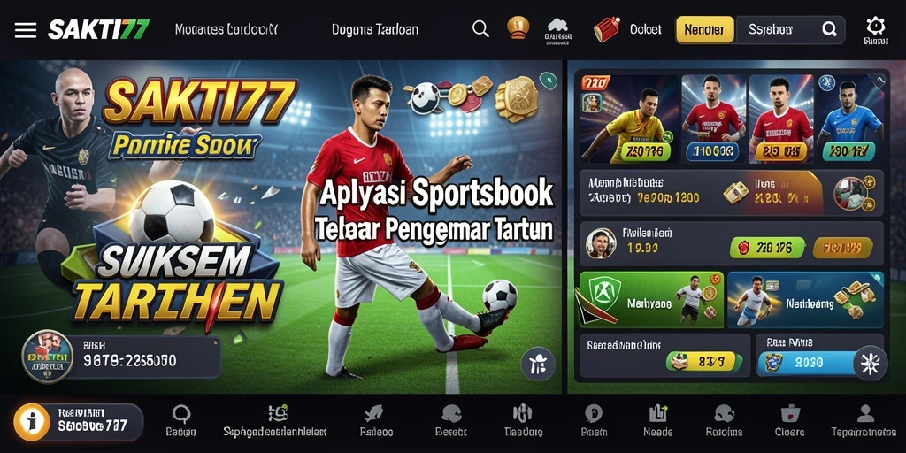 Screenshot utama SAKTI77 menampilkan tampilan aplikasi taruhan yang menarik.