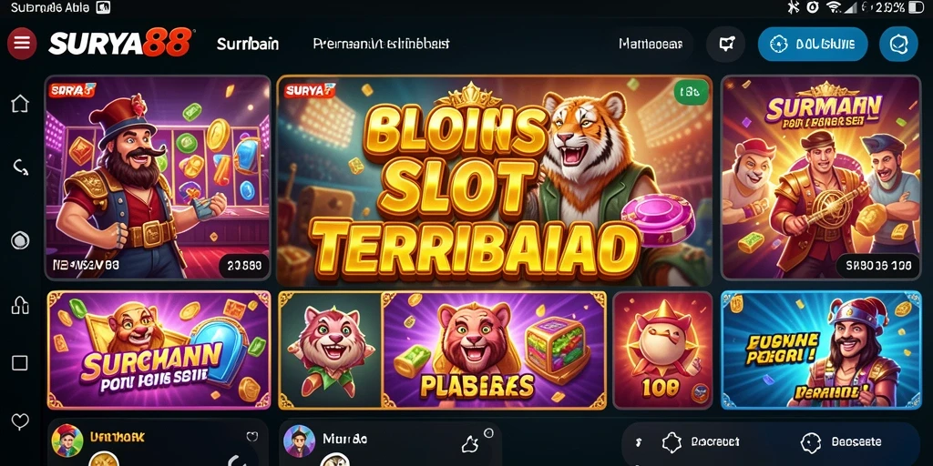 Tampilan penuh warna dan fitur menarik dari gameplay slot SURYA88.