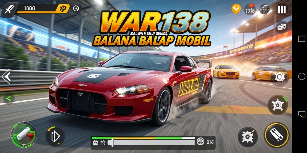Screenshot utama WAR138 menampilkan gameplay seru saat balapan di trek yang menantang.